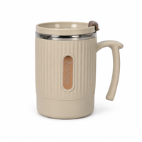 Mug portable double paroi pour la maison et le bureau, nouveau design, 460 ml, tasse à lait portable en acier inoxydable 304 avec couvercle et cuillère