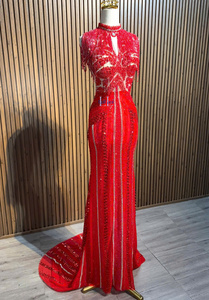 ชุดเดรสผ้าไหมทรงเมอร์เมดแขนกุดหรูหราประดับคริสตัลคุณภาพสูงสำหรับผู้หญิง ผลิตในเวียดนาม ลดราคาสุดพิเศษ - Product Image 3