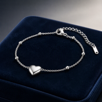 Chaîne de cheville en acier inoxydable 304 couleur or polie faite à la main avec perles et fermoir mousqueton pour femme, vente en gros, cadeau