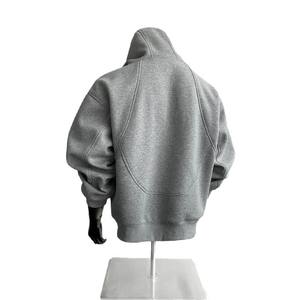 Cardigan à capuche à col haut pour hommes, veste de sport épaisse à manches évasées avec fermeture éclair sur le devant, design imprimé, Style américain, hiver - Product Image 5