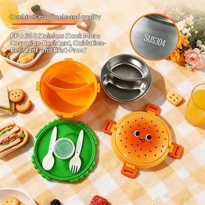 Boîte à lunch double couche mignonne et très vendue, de qualité alimentaire, pour étudiants et enfants, peut être chauffée au micro-ondes. - Product Image 2