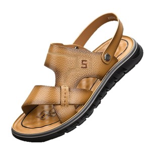 Sandalias con Correa en T para Hombre, Primera Capa de Piel de Vacuno, Punta Abierta, Suela de Goma, Forro de Cuero Genuino Transpirable, Diseño Sólido - Product Image 4