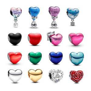 Charm de Corazón Metálico Esmaltado <span class=keywords><strong>Pandora</strong></span> en Plata de Ley S925, Joyería Fina para Cumpleaños, Regalo de Graduación - Product Image 1