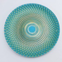 Assiette de présentation ronde en verre de 33 cm, style européen, finition plaquée or et argent, faite à la main, pour la maison, les mariages et les fêtes