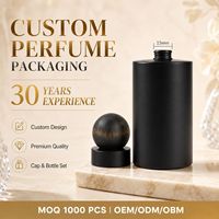 Botol Parfum Kaca Hitam 100ml dengan Kotak Silinder Hitam untuk Kemasan Label Pribadi