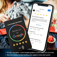 Support de table en acrylique 12 cm pour carte de commentaires Google, compatible NFC 213 13,56 MHz, Tap to Review, QR, OEM/ODM personnalisé pour restaurants, vente en gros