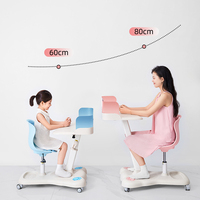 Table et chaise d'étude ergonomiques Tenwin 2802-8-9 bleues, mobiles, faciles à assembler et réglables pour enfants