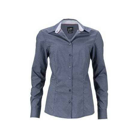 Ladies' Satin Silk Shirt 'Diamonds' Minimal All-Over Print Stylish Embroidery Classic Office-Friendly Loose Fit-Available XS XL