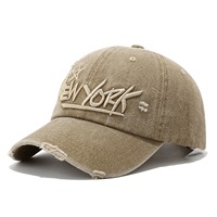 Casquette de baseball unisexe délavée style vintage avec broderie 3D NEW YORK, idéale pour couple, décontractée, pour l'extérieur, protection solaire, réglable, type Dad Hat