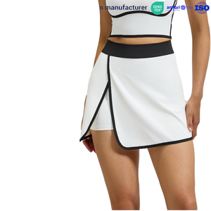Faldas de tenis transpirables de nailon/spandex marrón para mujer con pantalones cortos de forro interior, personalizables con nombre de equipo, para adultos, para usar en canchas de tenis en verano. - Product Image 3