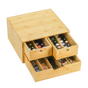 Ufficio cucina 2 livelli portabicchieri K portabicchieri scatola Organizer in bambù cassetto portaoggetti - Product Image 5