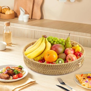 Bandeja Redonda de Bambú Tejida a Mano, Decorativa para Mesa de Centro, Fiestas en Casa y Recepciones - Product Image 4