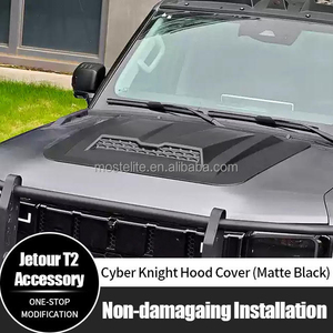 غطاء محرك السيارة عالي الجودة من البلاستيك ABS باللون الأسود المطفي طراز Cyber Knight لسيارة Jetour T2 Traveler - Product Image 2