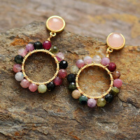 Européen et Américain Populaire Français Rétro Dames Boucles D'oreilles Pierre Naturelle Exagération Quotidienne Accessoire De Mode pour la Fête