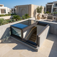 Puits de lumière moderne en aluminium en forme de L avec toit coulissant en verre pour escalier, entrée, terrasse sur le toit, étanche, conception de projet sur mesure
