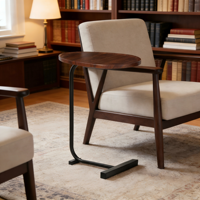 Table d'appoint en forme de C de style industriel, table basse à structure métallique durable pour salon, chambre et dortoir