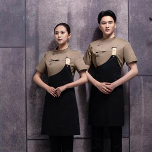 ชุดยูนิฟอร์มร้านอาหารสีดำขาวแฟชั่น เสื้อเชฟแขนสั้น - Product Image 2
