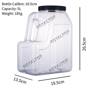 Bán buôn 5L nhựa trong suốt bao bì vật nuôi container nắp màu đen Gia vị nước sốt gia vị lớn chai & lọ có tay cầm - Product Image 3