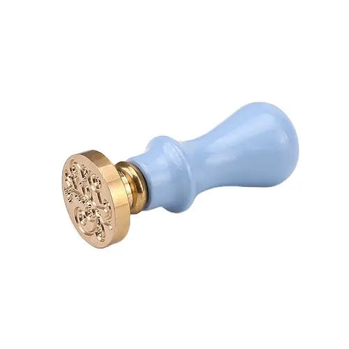 Sky Blue Embossing Seal Common Seal Handle Stamp Wax Seal Stamp Metal And Wood Handle Spoon招待3dポップ