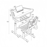 Ensemble de bureau et chaise ergonomiques modernes et collaboratifs de haute qualité, forme trapèze, pour la maternelle et les classes primaires