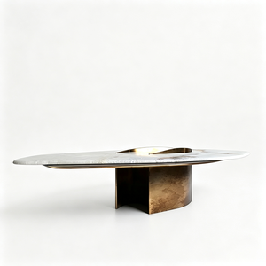 Table basse en marbre irrégulier Dream Home avec base en laiton <span class=keywords><strong>patiné</strong></span>, accent en métal artistique, table de salon de luxe - Product Image 6