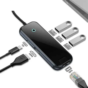 <span class=keywords><strong>Hub</strong></span> <span class=keywords><strong>USB</strong></span> 3.0 Tipo <span class=keywords><strong>C</strong></span> 6 en 1 para Adaptador LAN para Computadora Portátil/de Escritorio, Mini Portátil de Aleación de Aluminio - Product Image 2