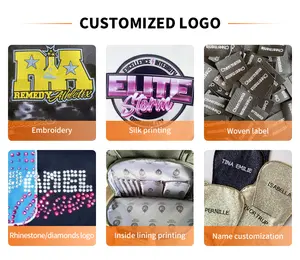Fashion Customize Glitter Cheer Dream Bag Custom Embroidery Rhinestones Black Cheerleading Backpack