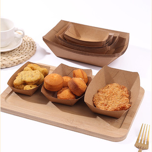 Boîte de restauration rapide en papier kraft jetable biodégradable assiette de service en forme de bateau pour barbecue frites poulet frit haricots secs - Product Image 5