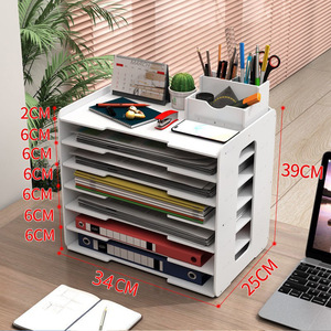 Caja de Almacenamiento de Archivos, Organizador de Escritorio Multicapa, Portaplumas, Caja <span class=keywords><strong>para</strong></span> Archivos, Soporte <span class=keywords><strong>para</strong></span> Libros, Estante de Almacenamiento Organizador de Oficina - Product Image 2
