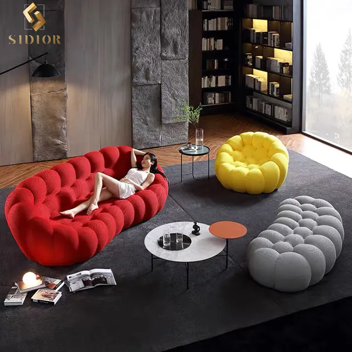 उच्च गुणवत्ता वाले फर्नीचर बबल सोफे सेट लाल नारंगी कोने आधुनिक सोफा बबल सोफा
