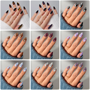 <span class=keywords><strong>Faux</strong></span> <span class=keywords><strong>ongles</strong></span> en ABS résistants aux chocs, forme amande ou cercueil, effet papillon laser argenté métallique, brillants sous les lumières de scène, <span class=keywords><strong>livraison</strong></span> <span class=keywords><strong>rapide</strong></span> en gros - Product Image 4