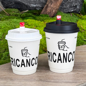 Vasos Mini para Espresso con Logotipo Personalizado, 8oz 10oz, Vasos Desechables para Llevar, Vasos de Papel Ecológicos para Café, Té y Bebidas Calientes con Tapas - Product Image 4