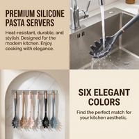 Fourchette à pâtes en silicone de qualité alimentaire supérieure, passoire à spaghetti, cuillère de service pour nouilles, sans BPA, résistante à la chaleur 446 ° F OEM ODM FDA