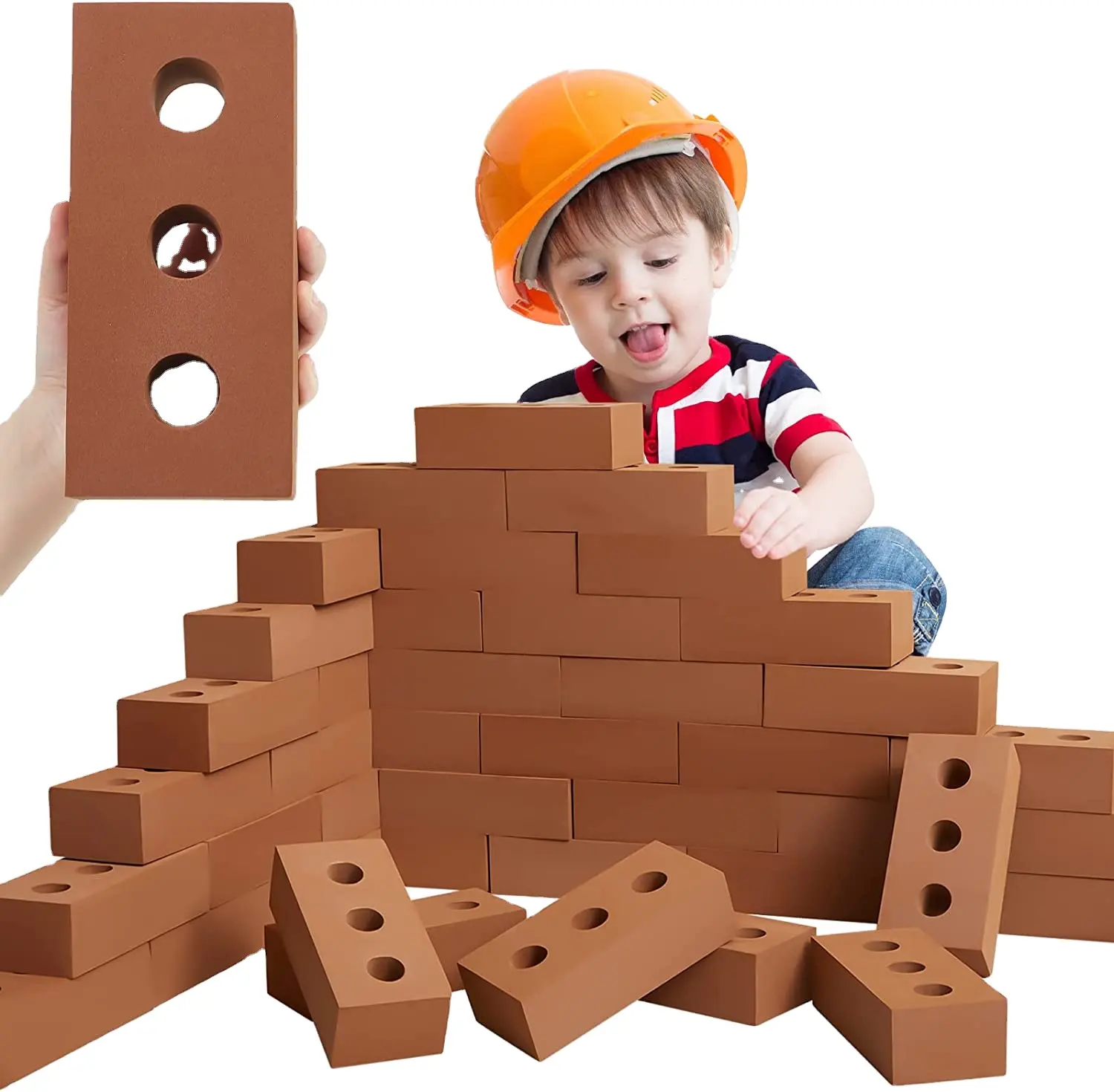 Bloques de construcción de gran tamaño para niños, juguete educativo de bloques grandes para bebés, ingeniería EVA, juego de simulación de espuma