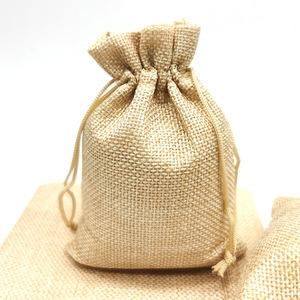 Customizable beige linen <b>drawstring</b> <b>bags</b> <b>Small</b> cloth jewelry storage pouches Linen gift packaging <b>bags</b> 10x14cm - Product Image 4