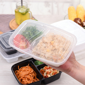 Boîte alimentaire rectangulaire en plastique jetable avec couvercle pour le déjeuner - Product Image 3
