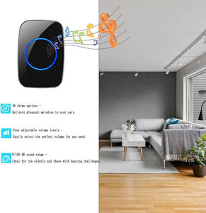 Sonnette sans fil étanche 300M 60 mélodies Prise EU AU UK US Sonnette intelligente à piles 110V-220V 1 bouton 1 2 3 récepteurs - Product Image 2