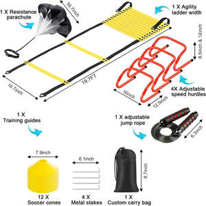 ชุดฝึกฟุตบอลทั้งหมดในตัวเดียว | ประกอบด้วยบันไดอไจล์, รางความเร็ว, กรวย, อุปสรรคและเชือกกระโดด-ชุดฟิตเนสของทีม - Product Image 2