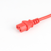 Câble d'alimentation certifié VDE H05VV-F 3G1.5 2M rouge avec connecteur IEC C15 + prise C14