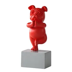 Figura de perro <span class=keywords><strong>bulldog</strong></span> francés, decoración hecha a mano, diseño moderno, personalizado, resina, yoga - Product Image 3