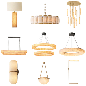 Lampadario RHOEM RH in Alabastro per Soggiorno di Villa, Lussuoso Lampadario Rotondo per Scale, Lampada a Sospensione per Decorazione d'Interni - Product Image 1