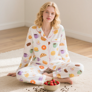 <span class=keywords><strong>Pigiama</strong></span> da <span class=keywords><strong>Donna</strong></span> in <span class=keywords><strong>Cotone</strong></span> <span class=keywords><strong>100</strong></span>% per Primavera ed Estate, Set di Abbigliamento Comodo per Casa e Relax - Product Image 2