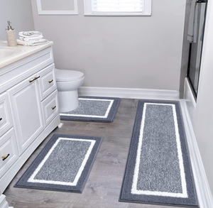 Pauwer Bathroom Rugs Set Non Slip Washable, Plush Absorbent Microfiber <strong>Bath</strong> <strong>Mat</strong> Shower Rug <strong>Runner</strong> Quick Dry - Product Image 1
