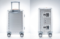 Ensemble de bagages en aluminium de qualité aérospatiale avec serrure papillon et poignée en cuir microfibre 360 °   Valise à roulettes silencieuses certifiée TSA
