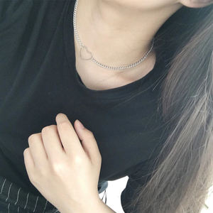 Gargantilla de acero inoxidable con colgante de corazón, cadena de oro de 18 pulgadas, elegante y elegante collar de joyería de moda - Product Image 6