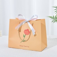 Tas Kertas Bunga Boho Cerah dengan Tali Serut, Cetak Offset, Ramah Lingkungan, untuk Souvenir Pernikahan, Pengiring Pengantin & Hadiah Liburan