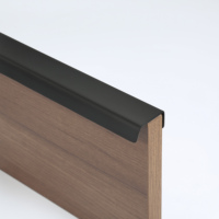 Poignée de tirage à doigt en acier inoxydable 304 noir mat pour armoires, fixation arrière avec vis
