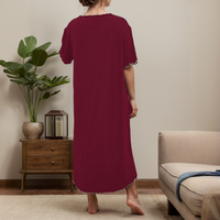 Grande Taille Nuisette Robe de Chambre Froncée Rouge Soie Lactée Nœud Décontractée et Confortable
