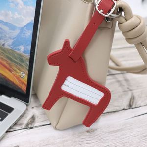RTS Fashion PU Leather Horse-shaped Luggage <b>Tag</b> Portable Suitcase <b>ID</b> Labels with Privacy Name Card Travel Accessories - Product Image 3