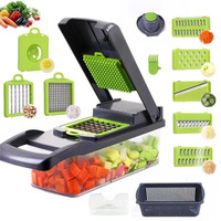 Hachoir à légumes multifonctionnel 16-en-1 : trancheuse, coupe-légumes, spiraliseur, râpe manuelle pour fruits et légumes